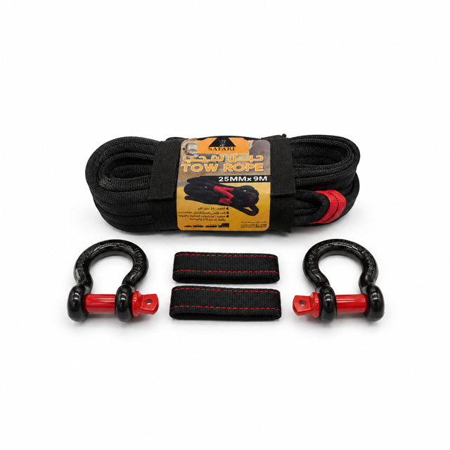 طناب بکسل و نجات خودرو سافاری مدل TOW ROPE طول ۹ متر ظرفیت ۱۴ تن